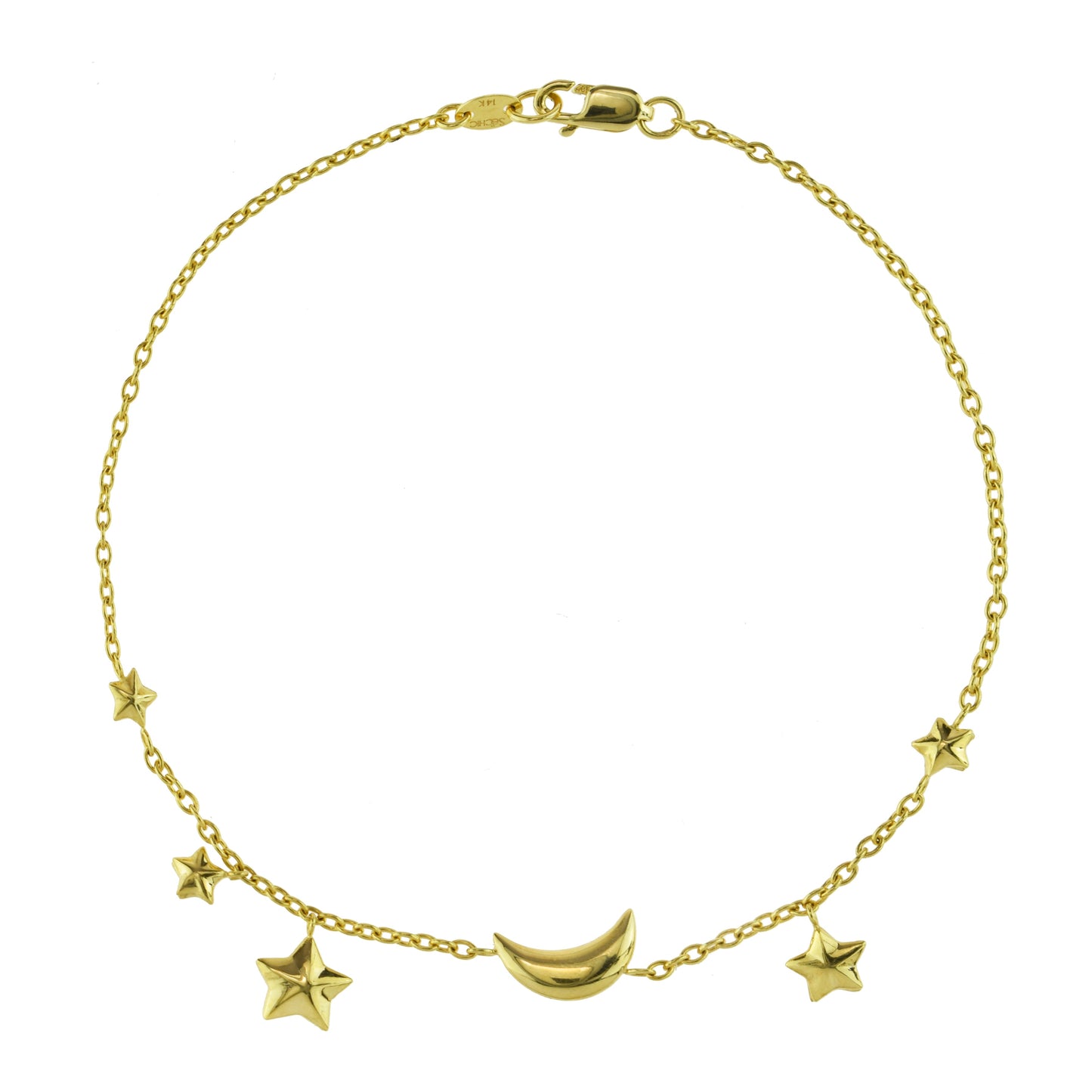 Séchic 14k Moon & Star Charm Bracelet 7.5"