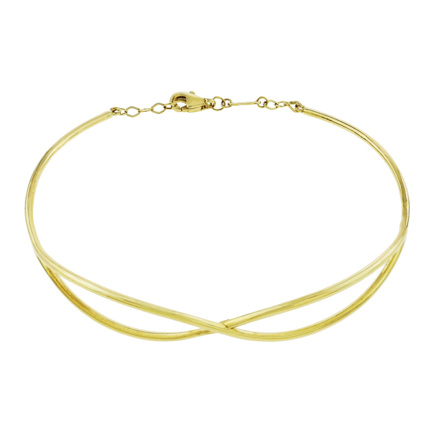 Séchic 14k Gold Wire Intertwined Bangle with Lobster Closure 7.5"