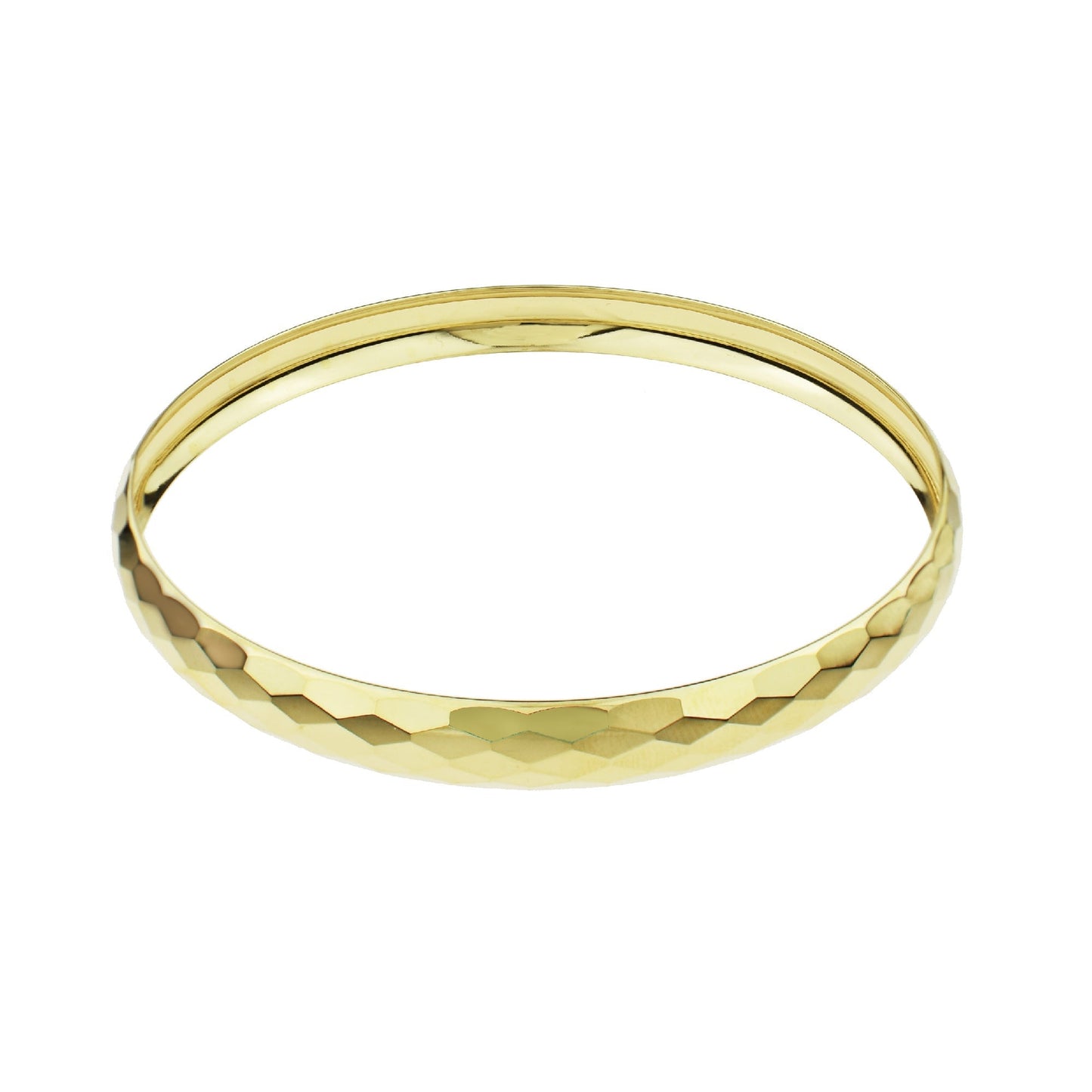 Séchic 14k Gold Hammered Arched Band Bangle Bracelet