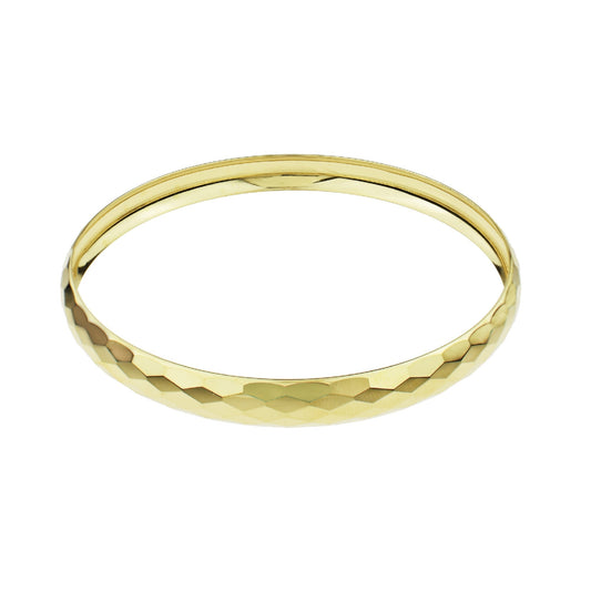 Séchic 14k Gold Hammered Arched Band Bangle Bracelet