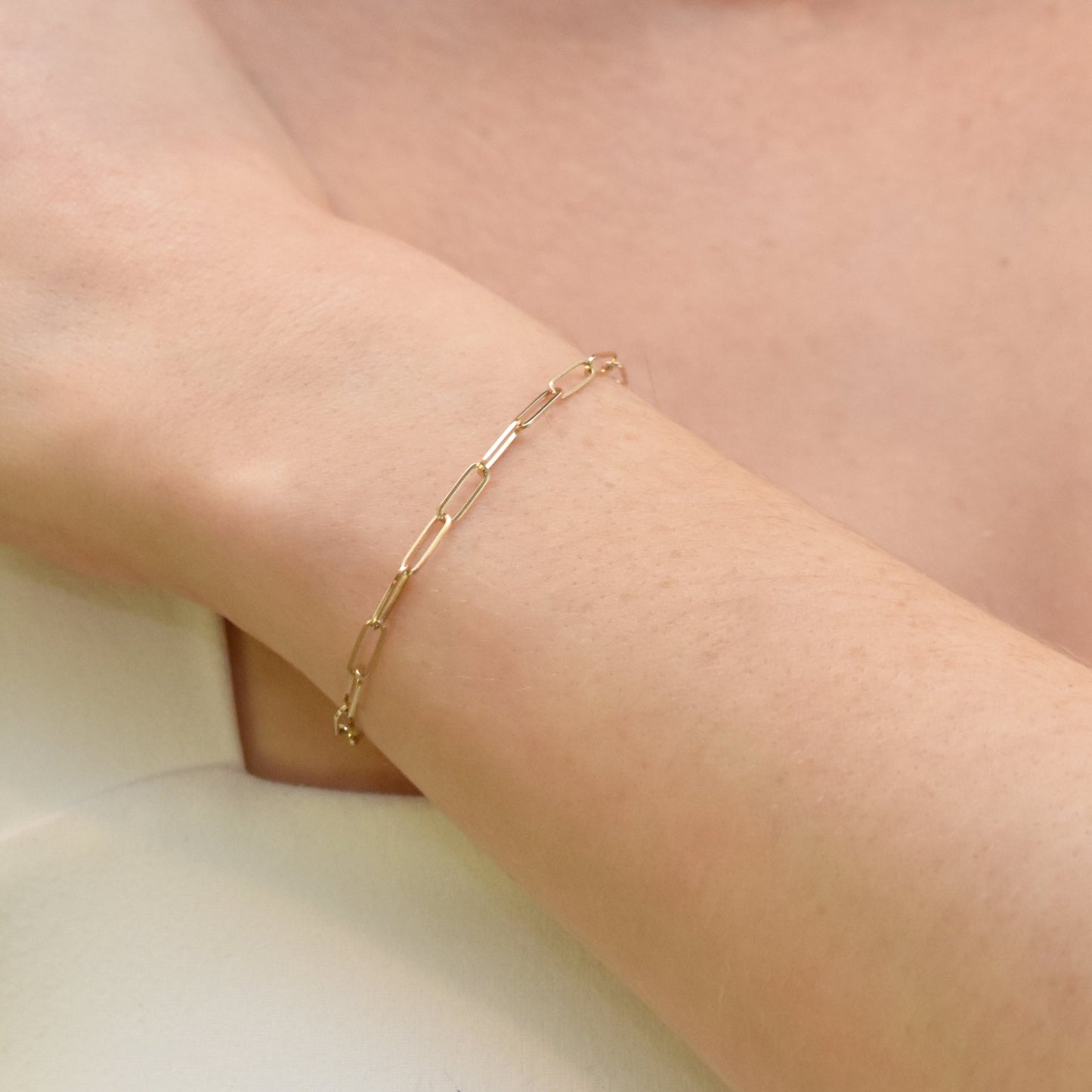 14k Gold Paperclip Bracelet 7.5"