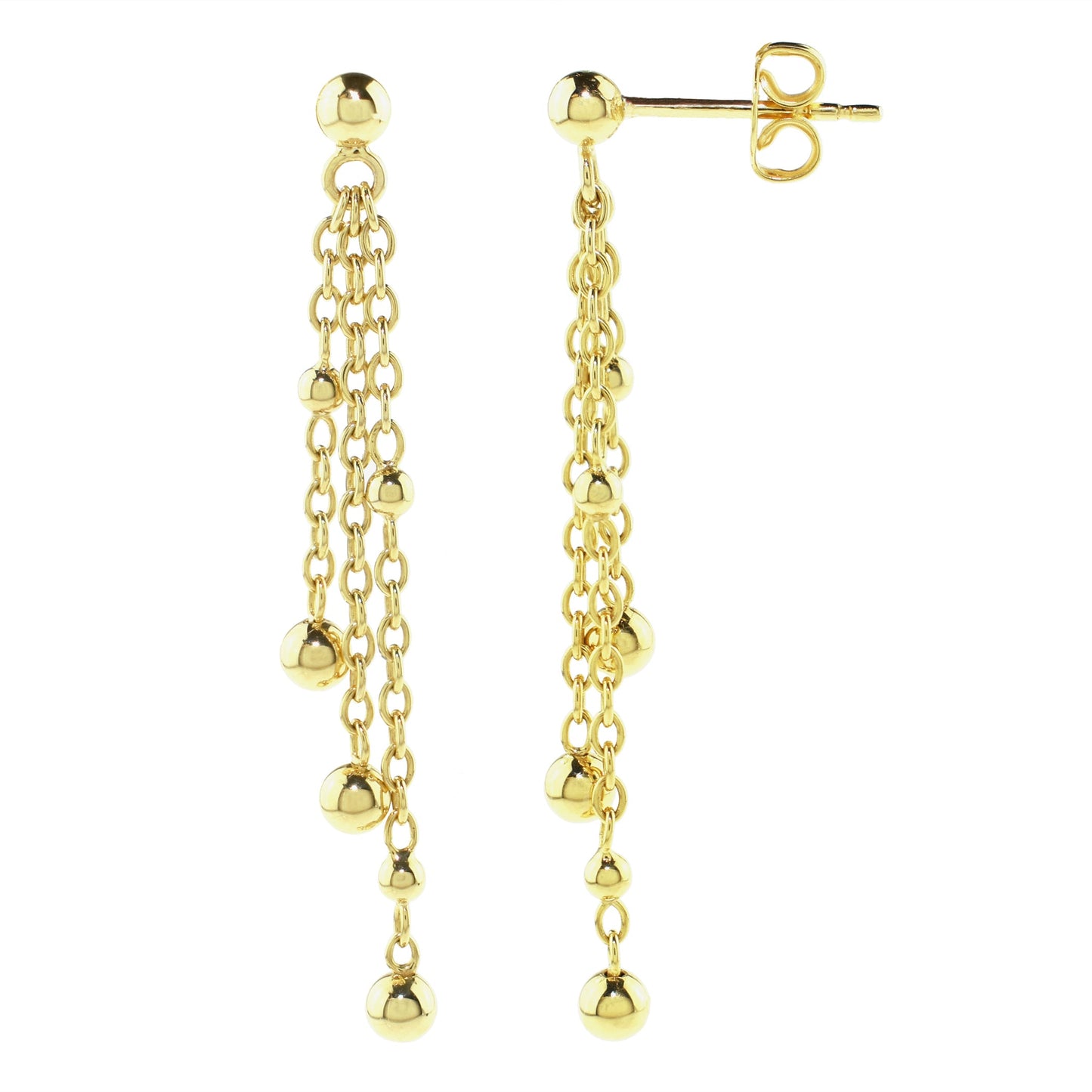 14k Gold Globes & Tassel Earrings