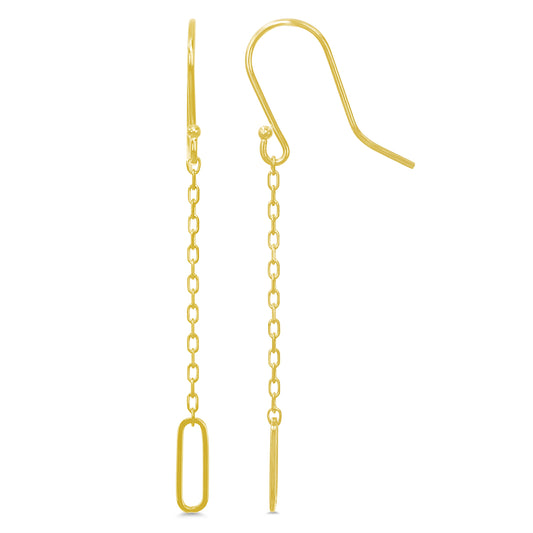 14k Gold Chain Drop Hook Earring