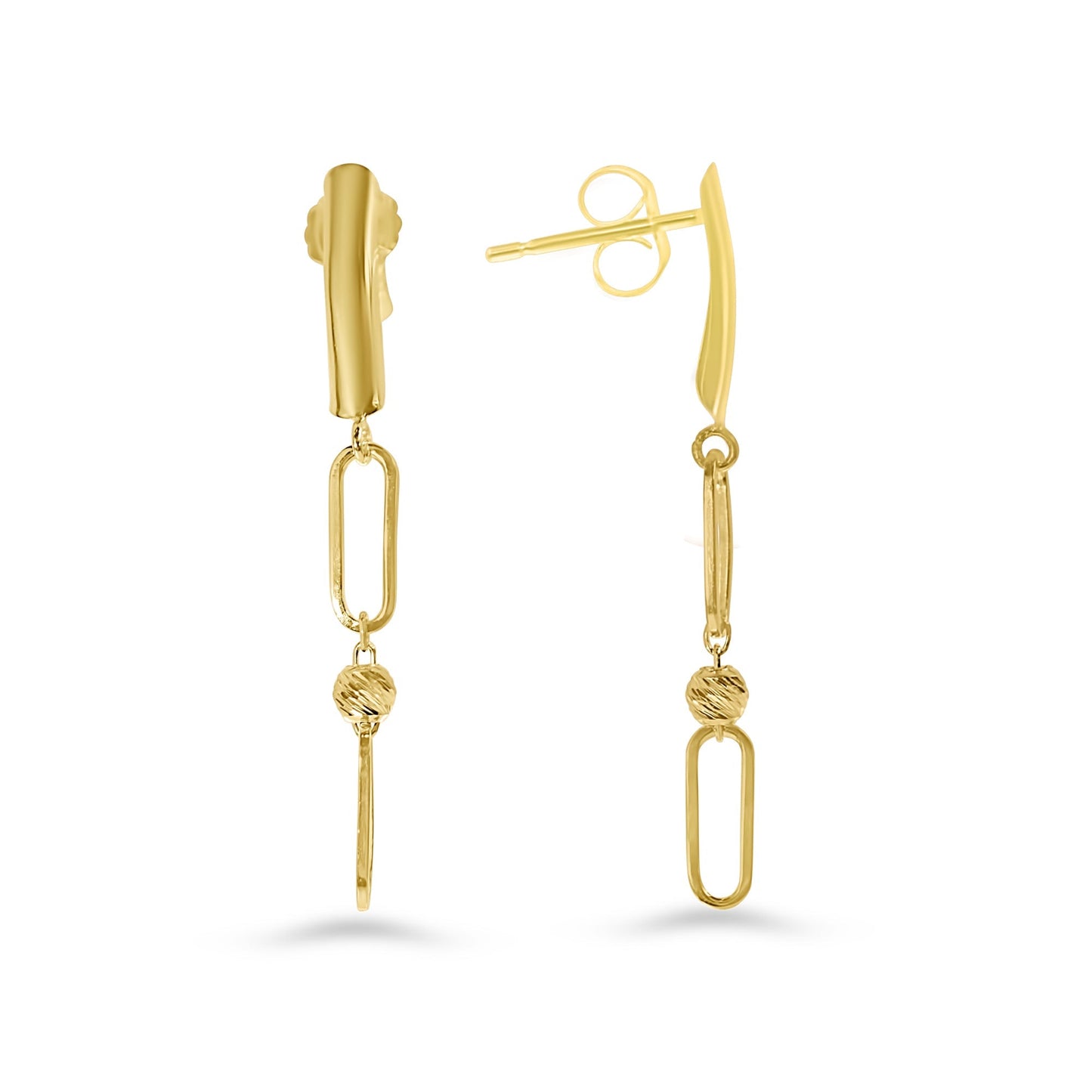 14k Gold Fancy Drop Paperclip Post Earring