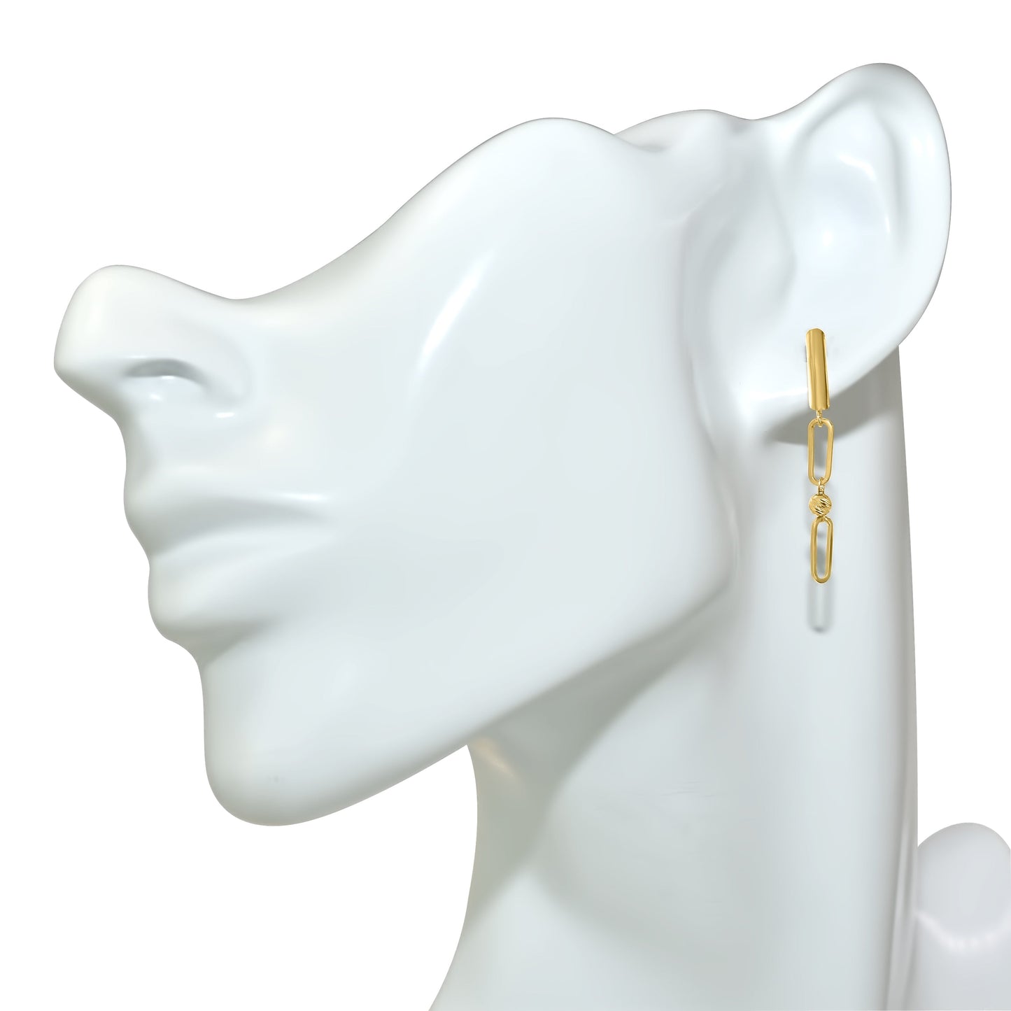 14k Gold Fancy Drop Paperclip Post Earring