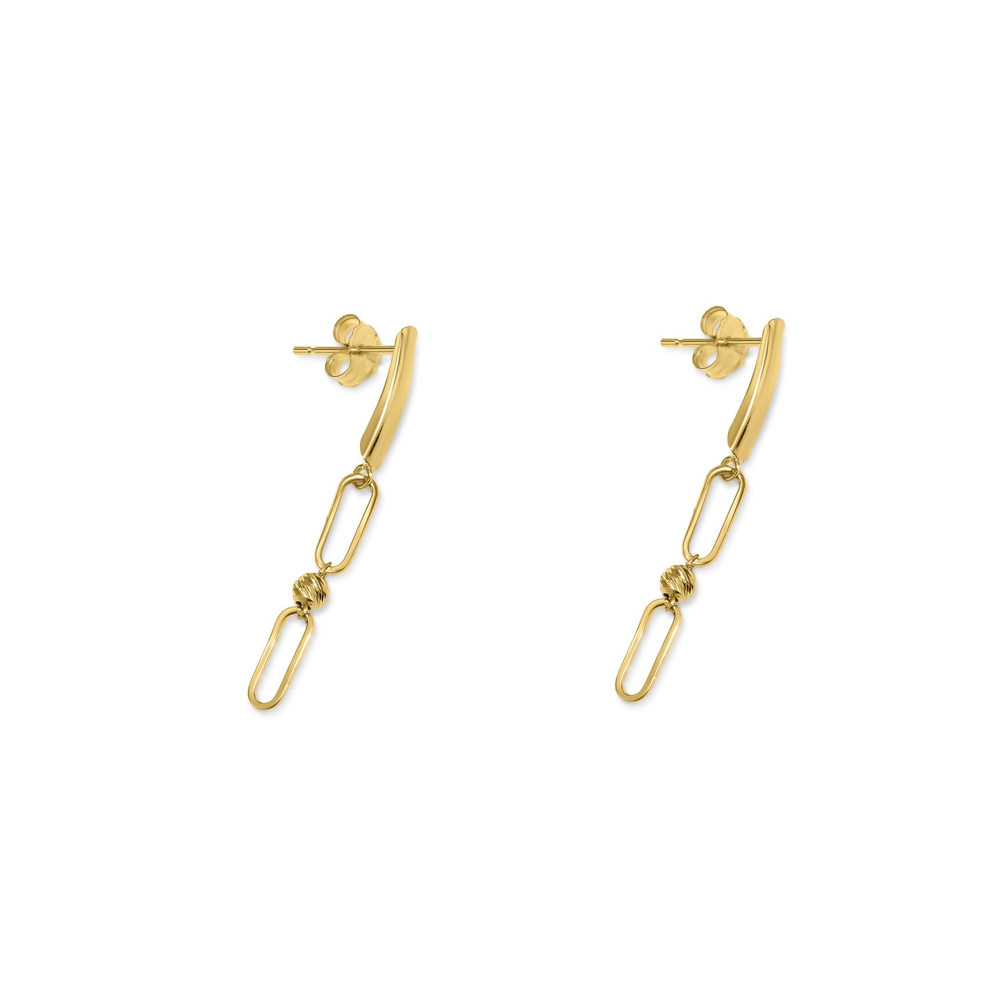 14k Gold Fancy Drop Paperclip Post Earring