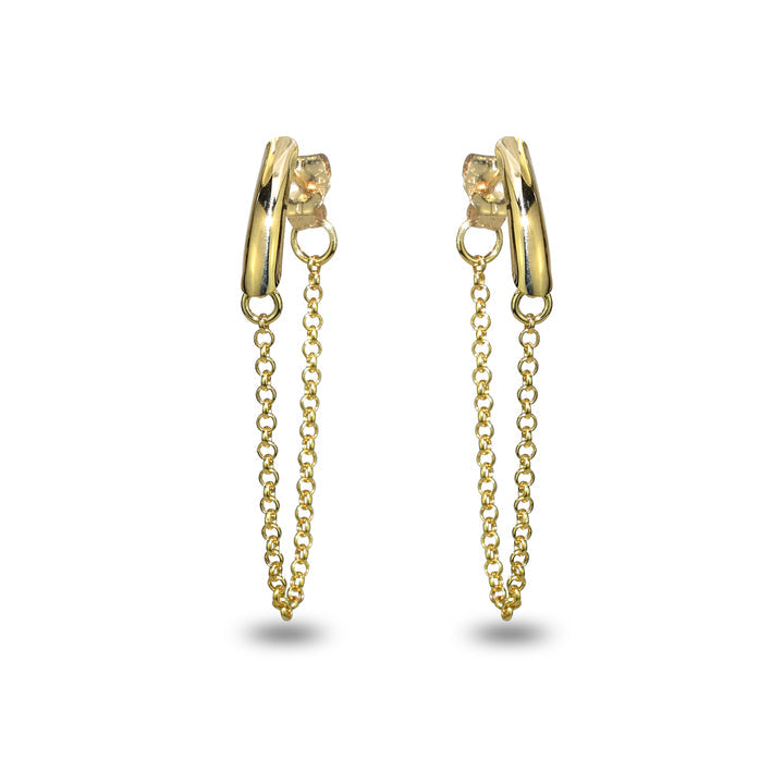 14k Gold Chain Bar Front/Back Post Earring