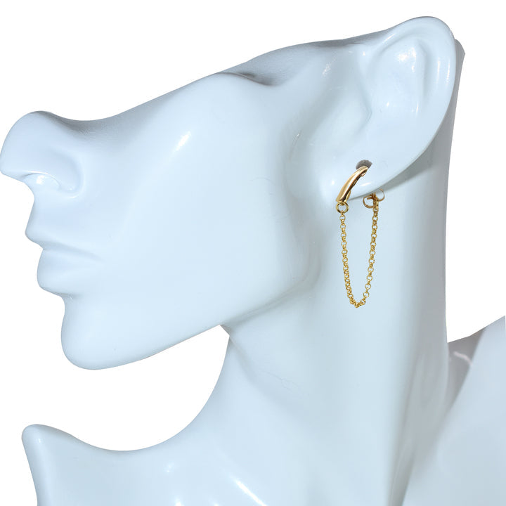 14k Gold Chain Bar Front/Back Post Earring