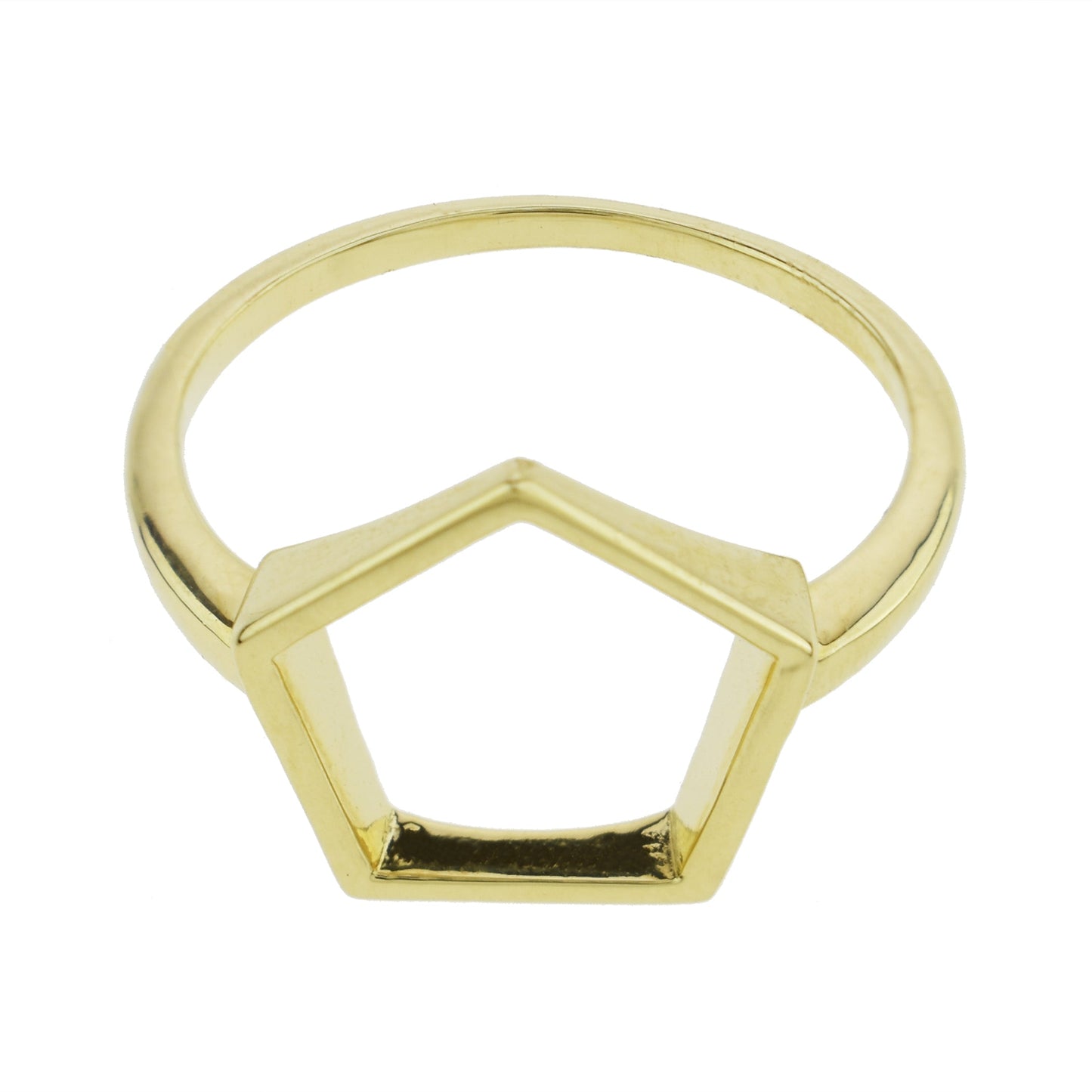 14k Gold Hollow Pentagon Centered Ring - Size 7