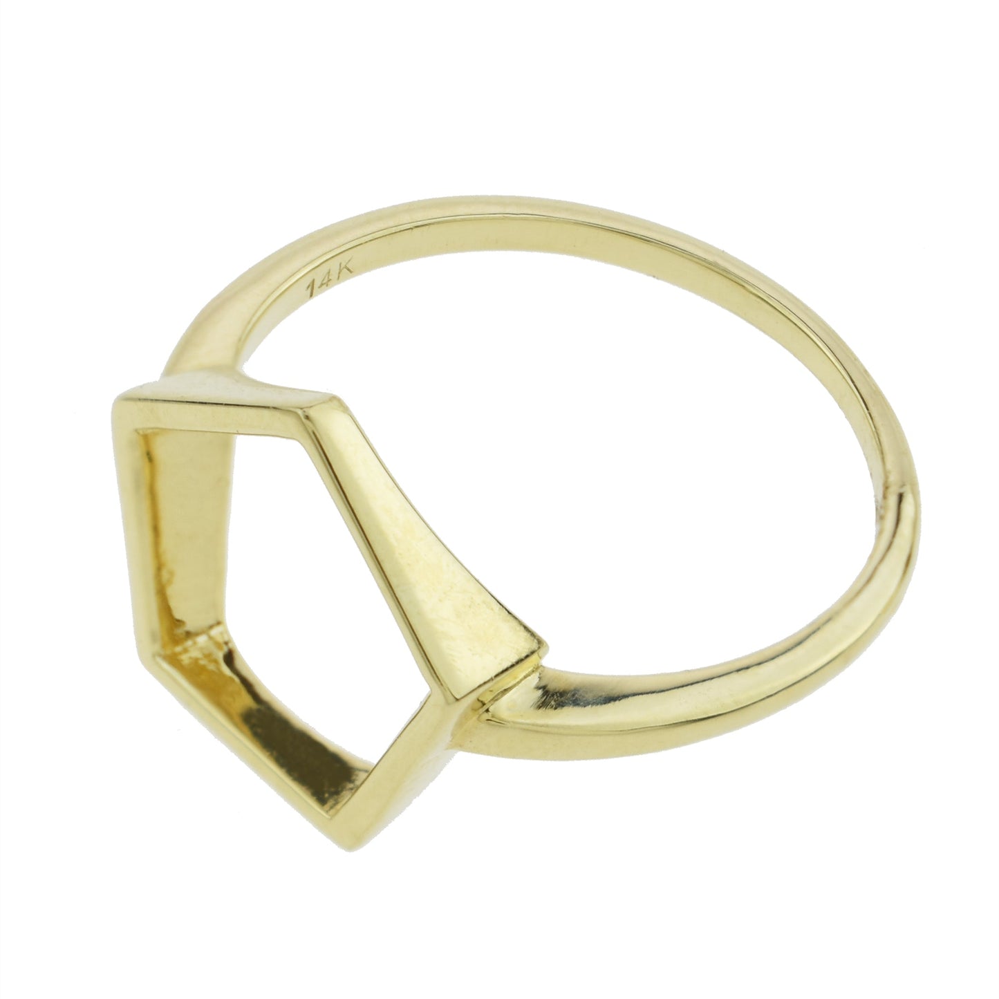 14k Gold Hollow Pentagon Centered Ring - Size 7