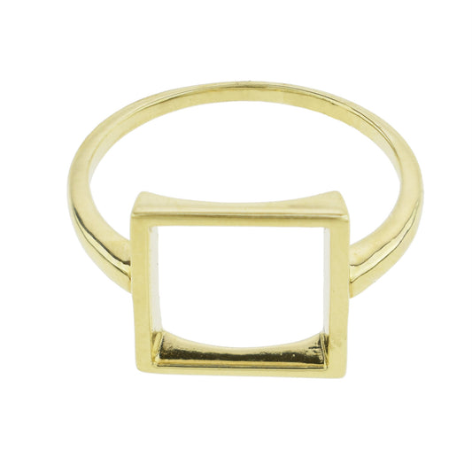 Séchic 14k Gold Hollow Square Centered Ring