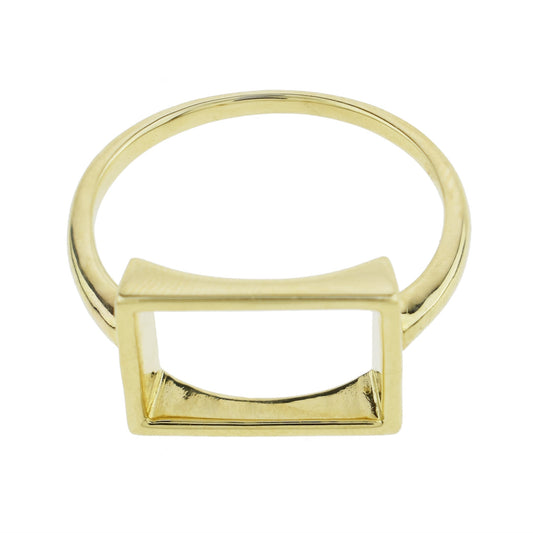 Séchic 14k Gold Hollow Rectangle Centered Ring