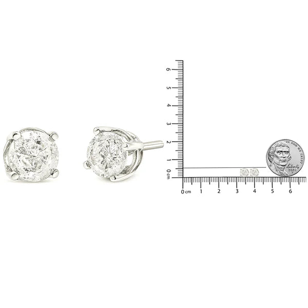 14K White Gold 3/4 Cttw Lab Grown Diamond 4-prong Classic Stud Earrings (F-G Color, VS2-SI1 Clarity)