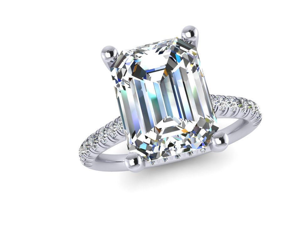 14k White gold lab created diamond engagement ring mounting