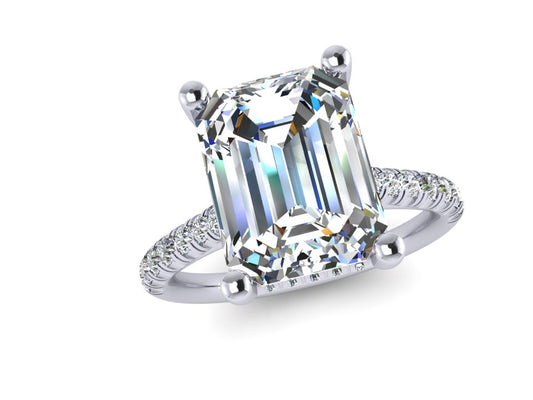 14k White gold lab created diamond engagement ring mounting