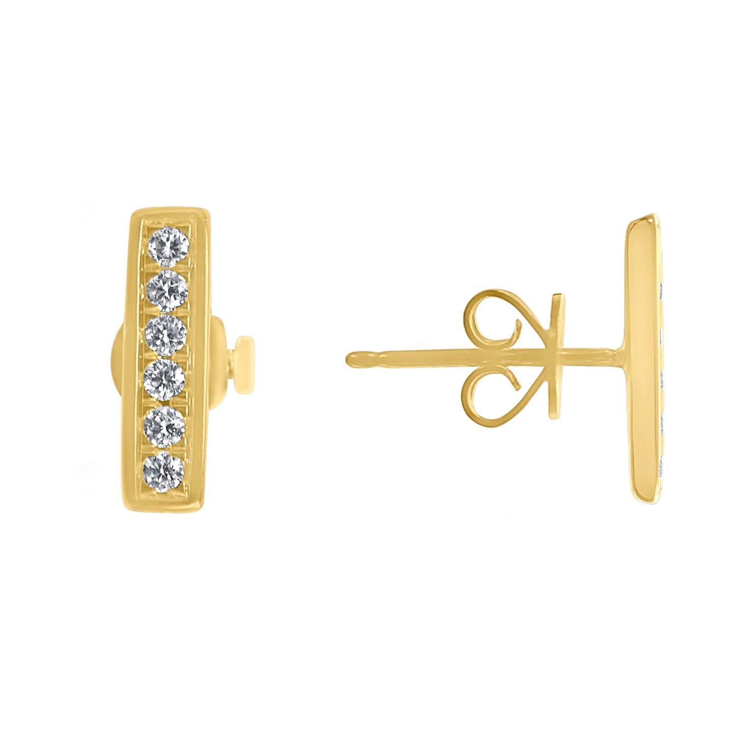 14k Gold VS Diamond Bar Post Earrings