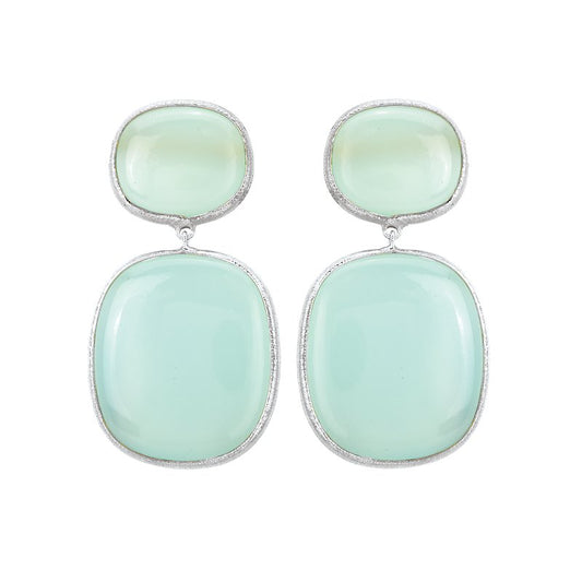 Sterling Silver drop earrings with Aqua Chalcedony