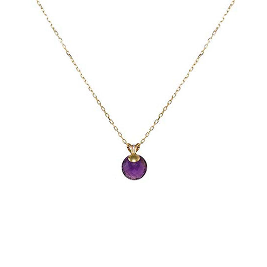 14k Amethyst Ball Pendant Necklace 16"