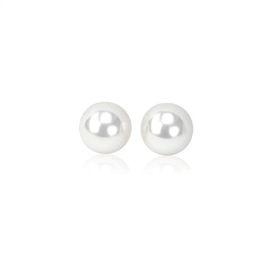 14k Yellow Gold Freshwater Cultured White Pearl Stud Earrings (6mm)