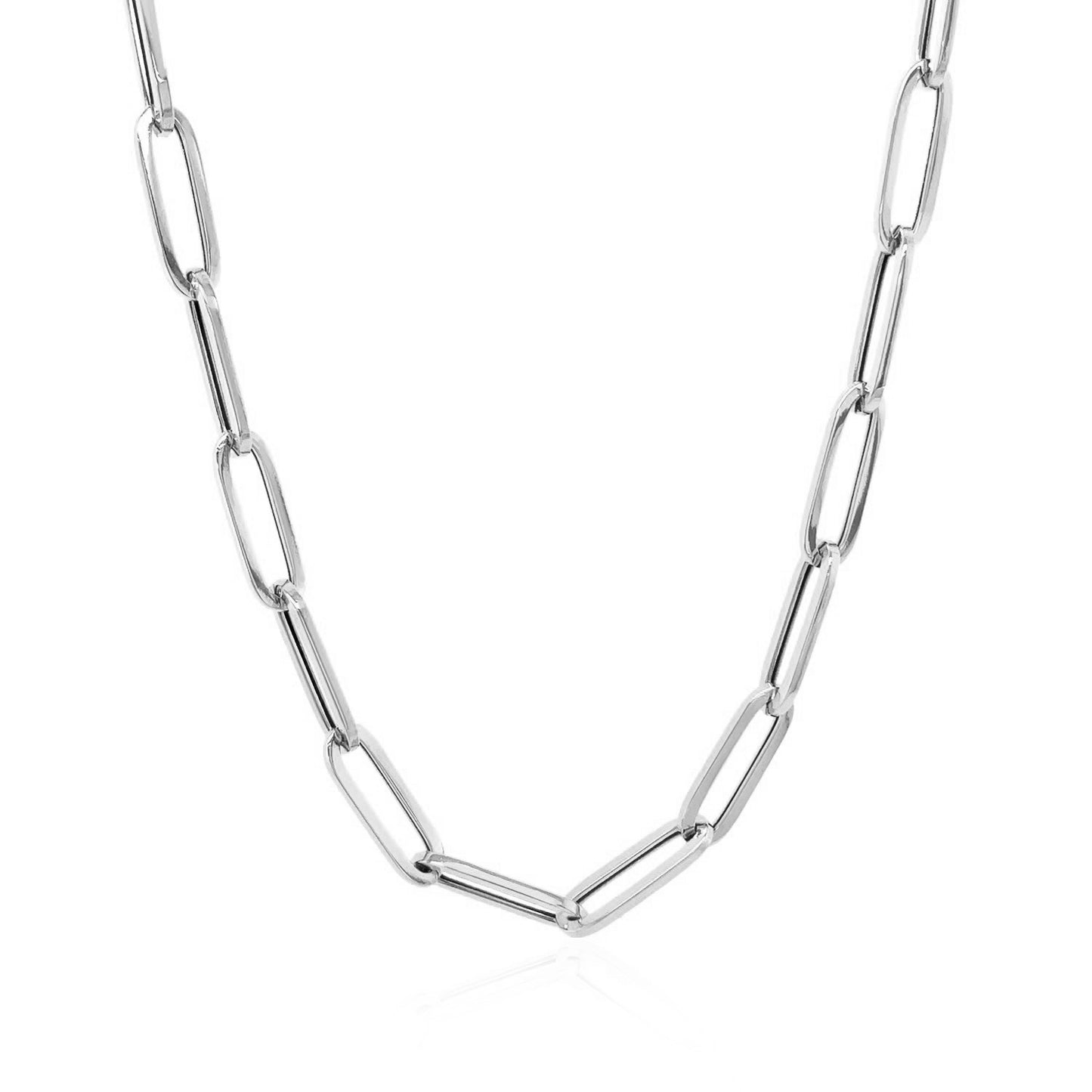 14k White Gold Bold Paperclip Chain (4.20 mm)