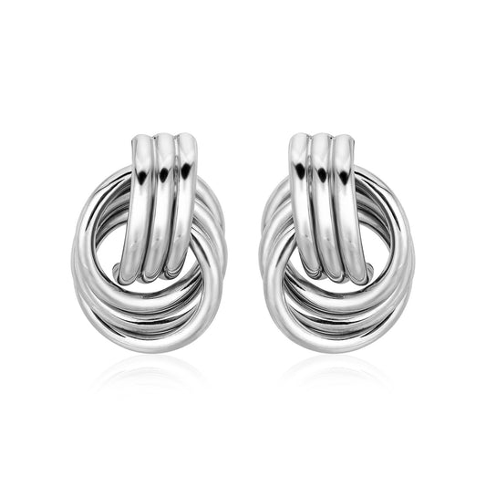 Polished Love Knot Earrings with Interlocking Rings in Sterling Silver(15mm)