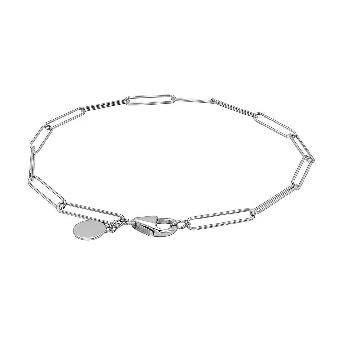 14k White Gold Wire Paperclip Bracelet  (2.70 mm)
