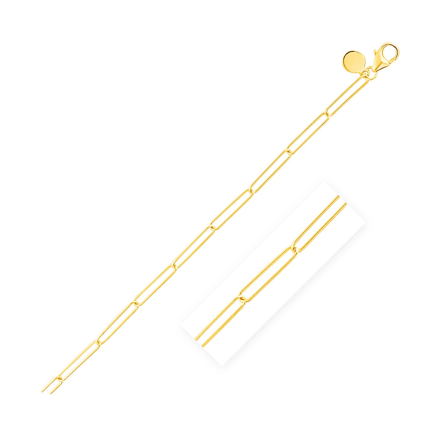 14k Yellow Gold Wire Paperclip Chain (2.70 mm)