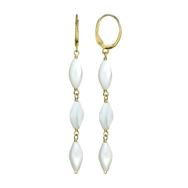 14k Mother of Pearl Triple Link Leverback Earring