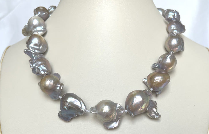 16X21mm Natural Pink Baroque Pearl Necklace