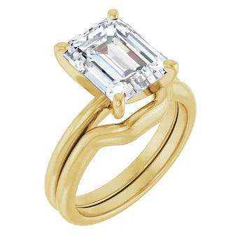 CUSTOM ORDER 3.06 ct Emerald Cut Diamond Solitaire 14K Yellow Gold Engagement Ring