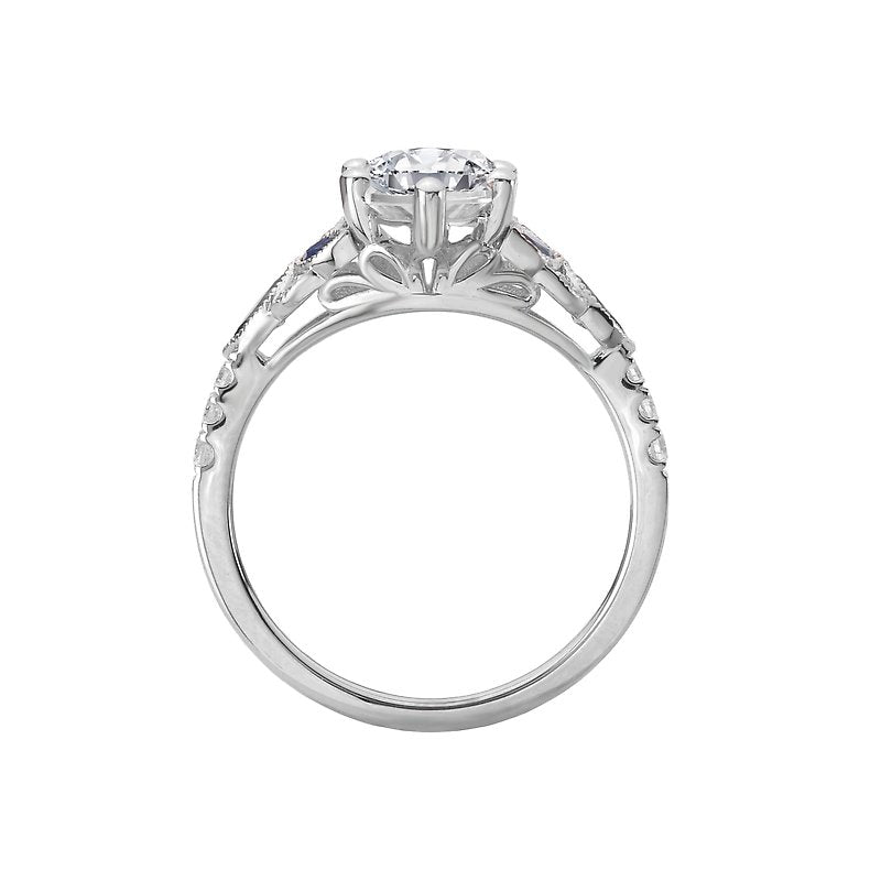 14k White gold diamond and sapphire engagement ring mounting