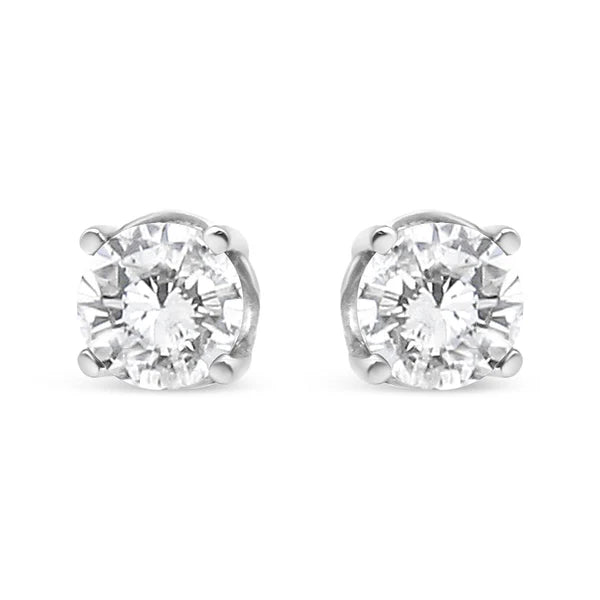 14K White Gold 3/4 Cttw Lab Grown Diamond 4-prong Classic Stud Earrings (F-G Color, VS2-SI1 Clarity)