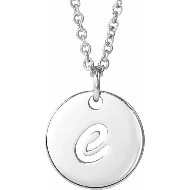 Sterling Silver Script Initial E 16-18" Necklace