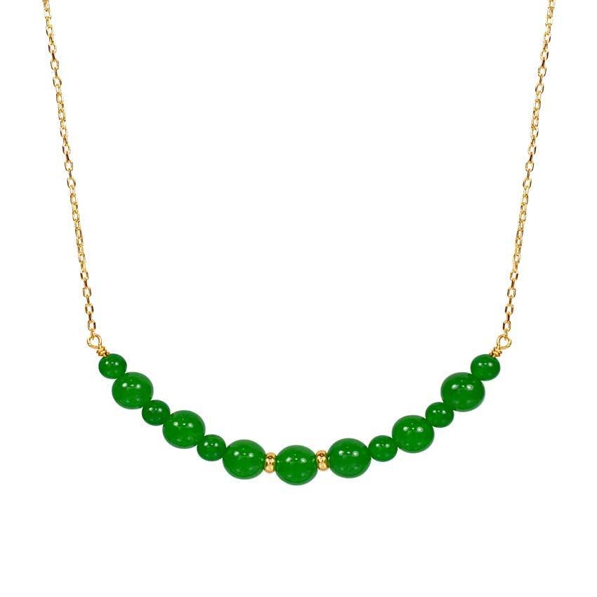 14k Green Jade Bar Necklace 17"