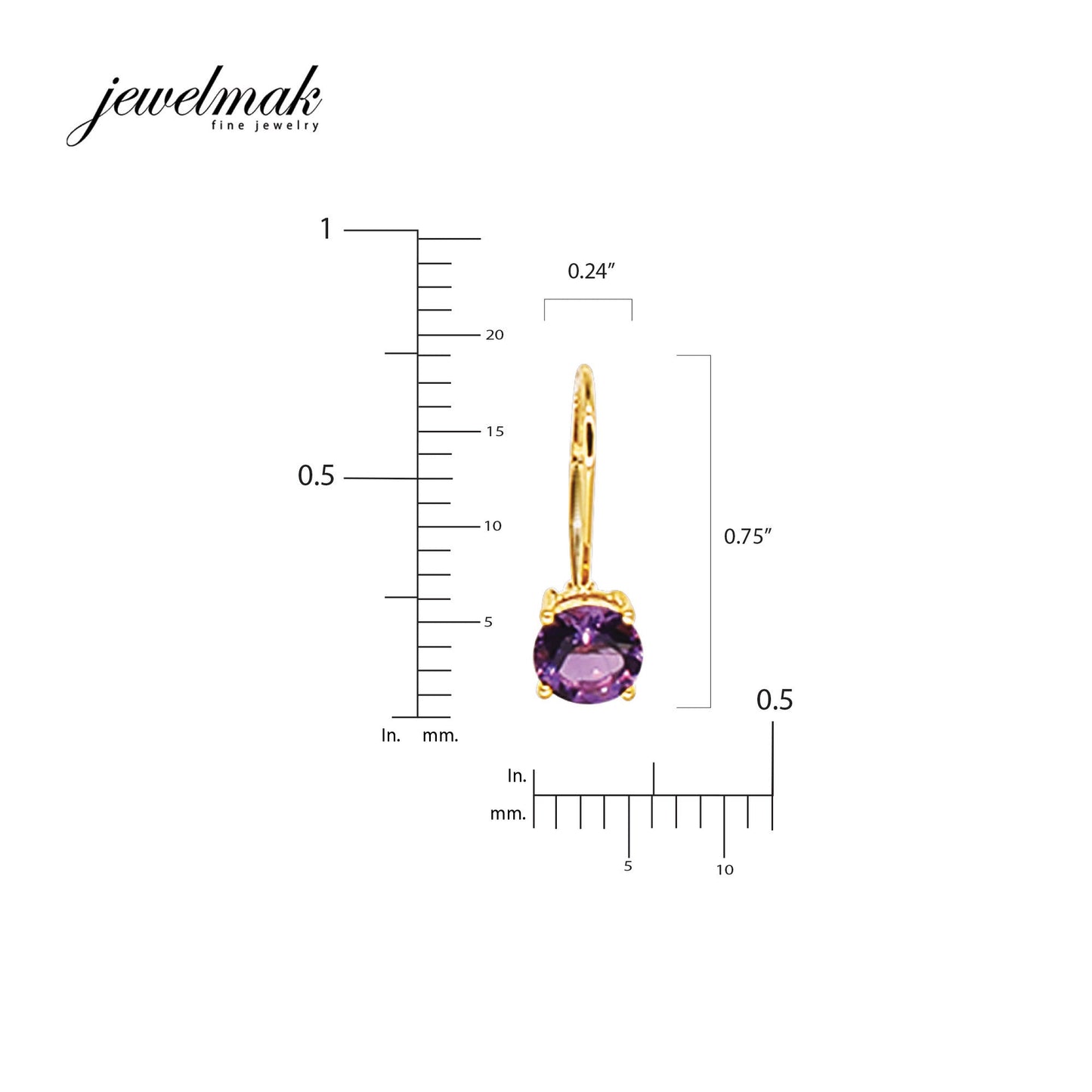 14k Amethyst Leverback Earring