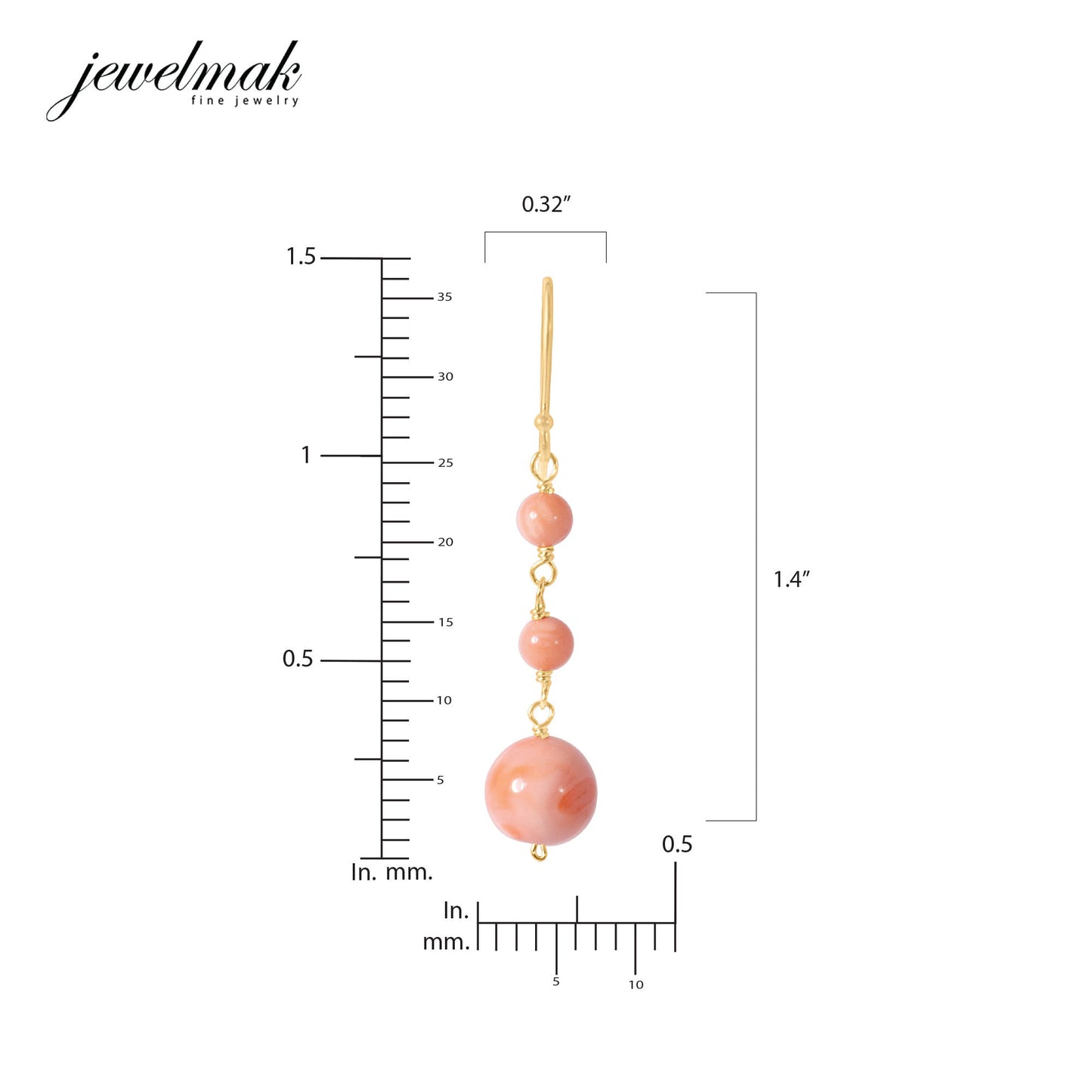 14k Pink Coral Hook Earring