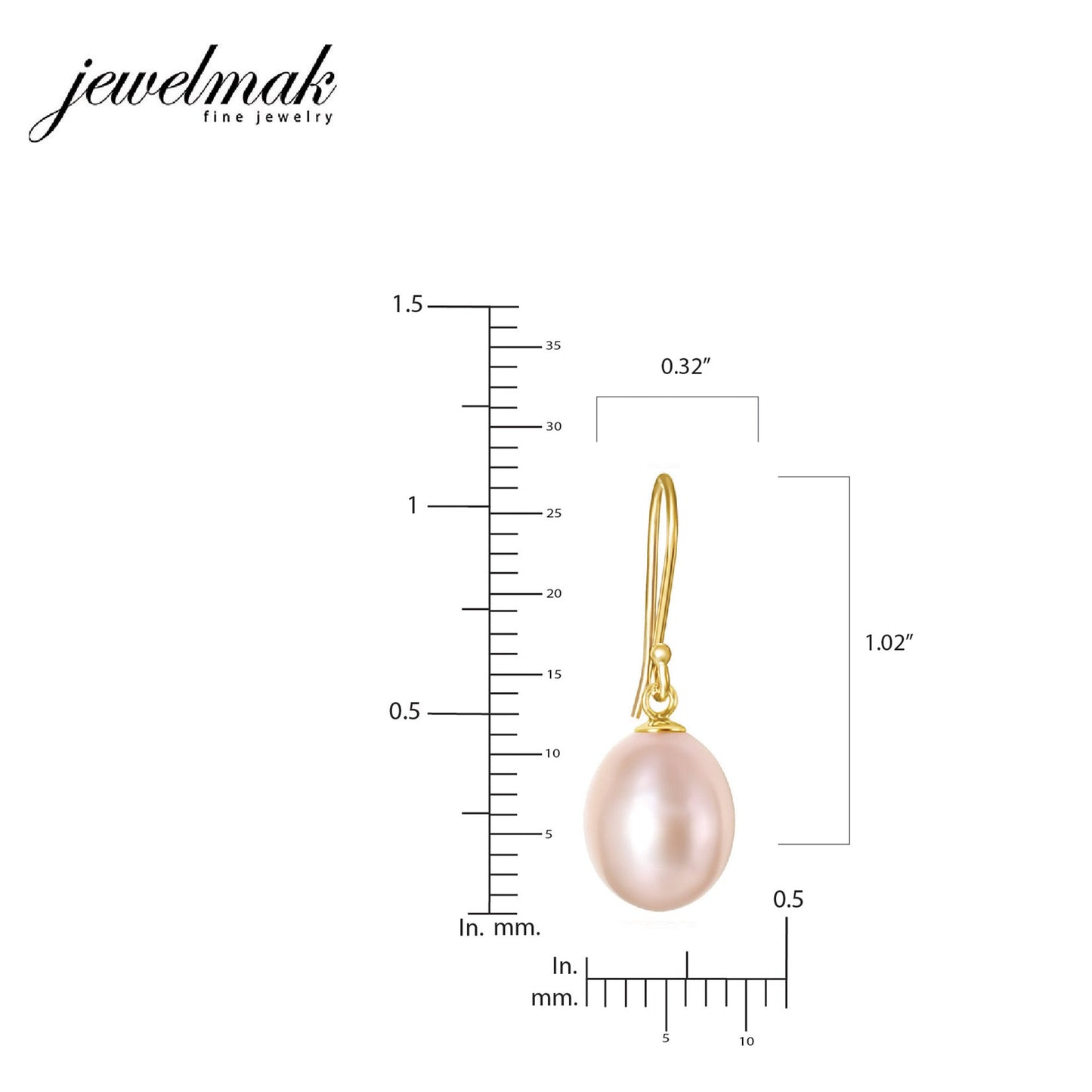 14k Pink Freshwater Pearl Hook Earring