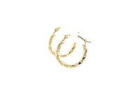 10k Yellow Gold Hoop Earrings in Textured Polished Style (5/8 inch Diameter)