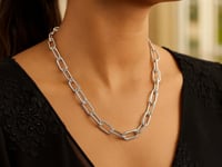 Sterling Silver Wide Paperclip Chain Necklace