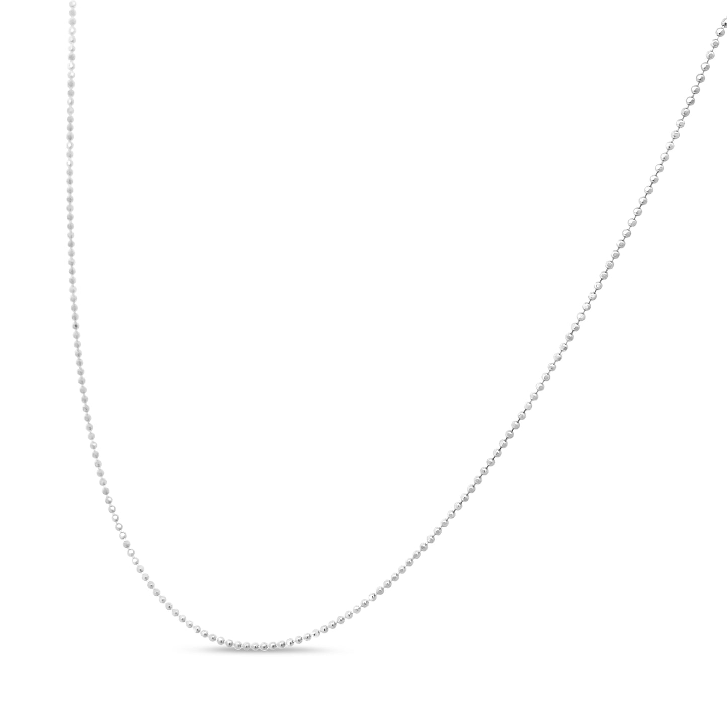 0.7mm Slim and Dainty Unisex Inch Ball Bead Chain Necklace in Sterling Silver