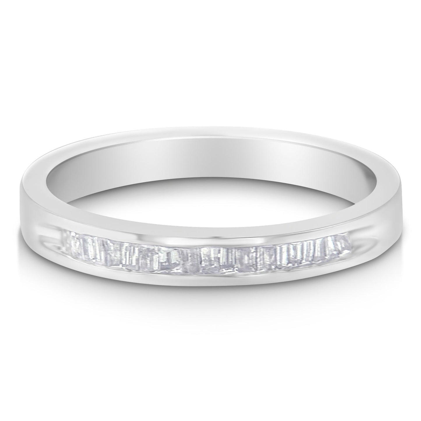 1/5 cttw Diamond Channel-Set Stackable Band Ring in Sterling Silver