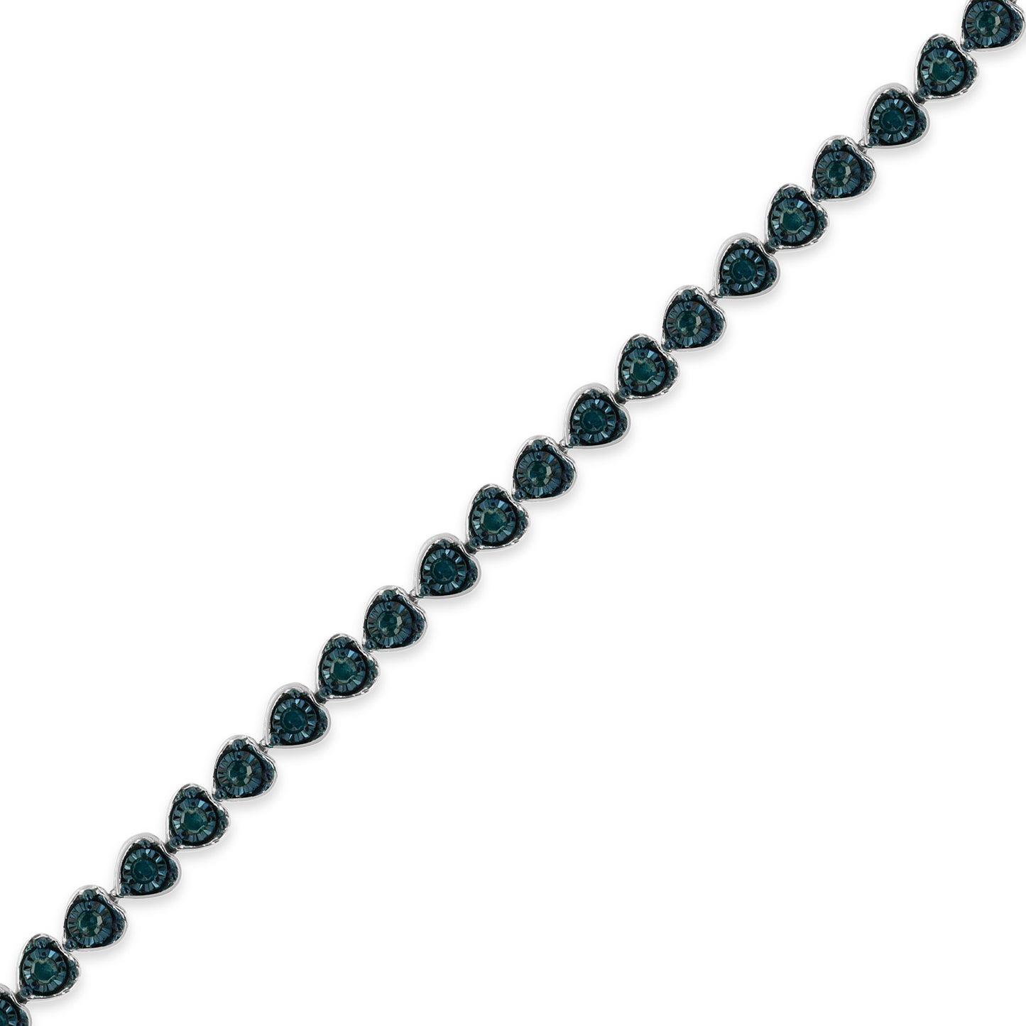 Black Rhodium over 1.00 cttw Miracle Set Diamond Heart-Link Tennis Bracelet in Sterling Silver