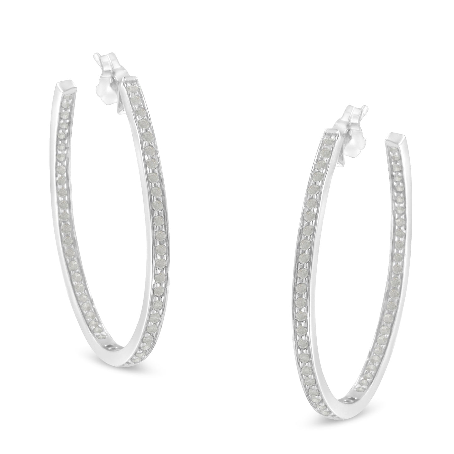 1.00 cttw Diamond Inside-Out Hoop Earrings in 10K White Gold