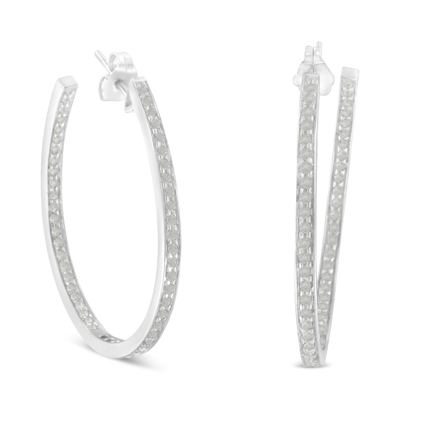 1.00 cttw Diamond Inside-Out Hoop Earrings in 10K White Gold