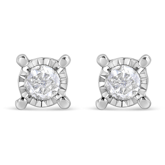 1.00 cttw Round Brilliant-Cut Diamond Miracle-Set Solitaire Stud Earrings