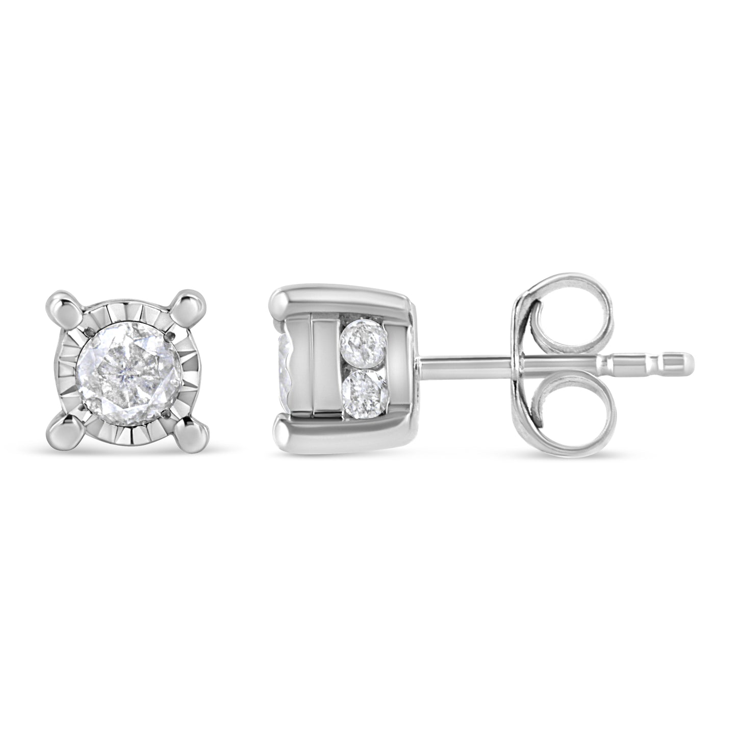 1.00 cttw Round Brilliant-Cut Diamond Miracle-Set Solitaire Stud Earrings