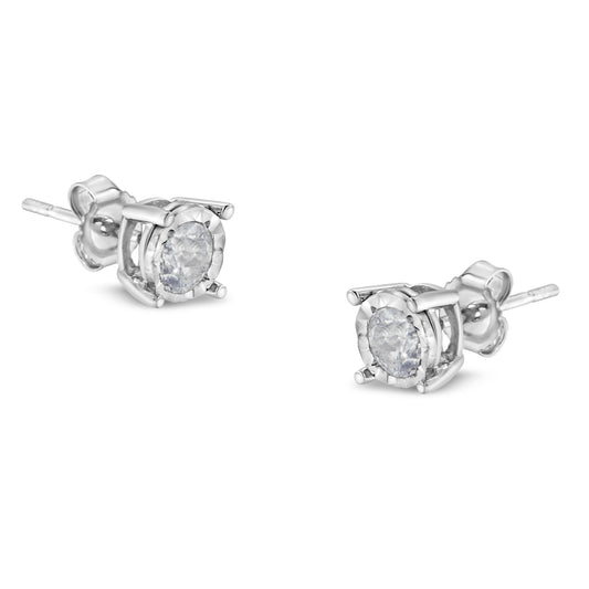 1/2 cttw Near Colorless Round Brilliant-Cut Diamond Miracle-Set Stud Earrings in Sterling SIlver