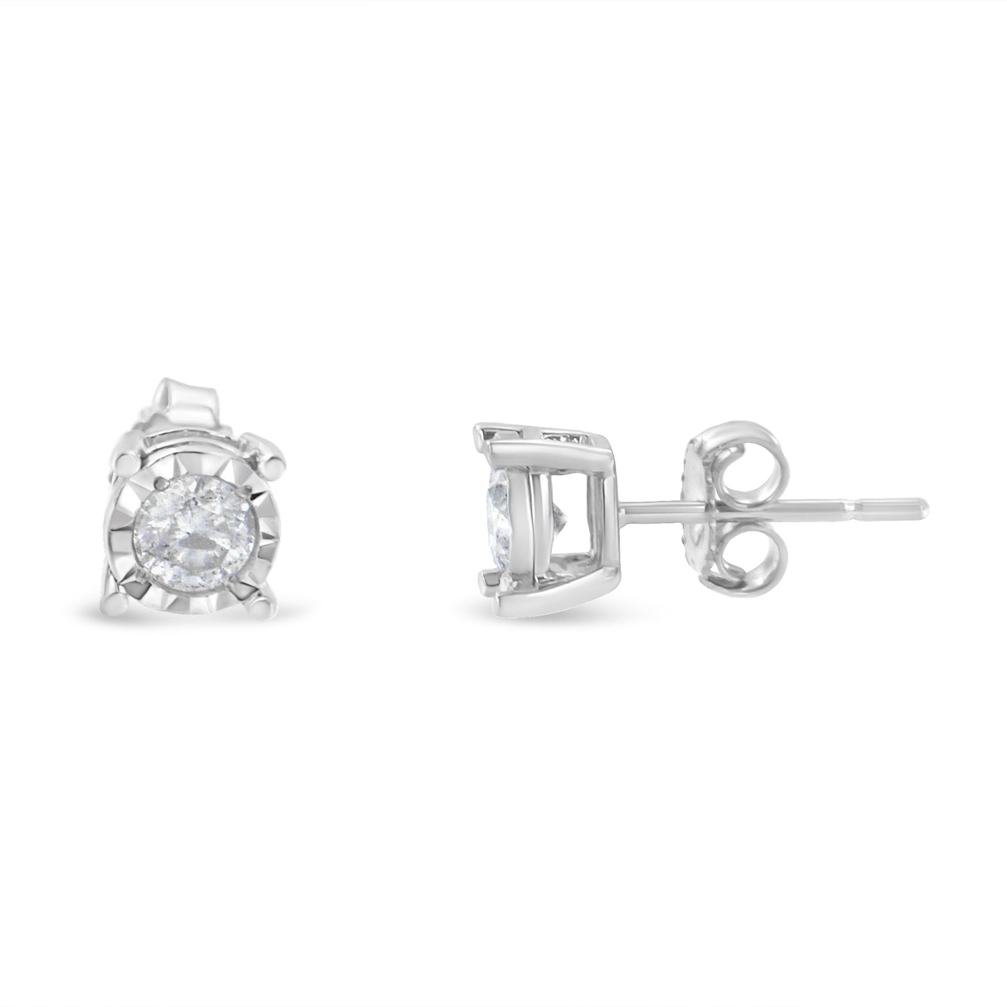 1/2 cttw Near Colorless Round Brilliant-Cut Diamond Miracle-Set Stud Earrings in Sterling SIlver