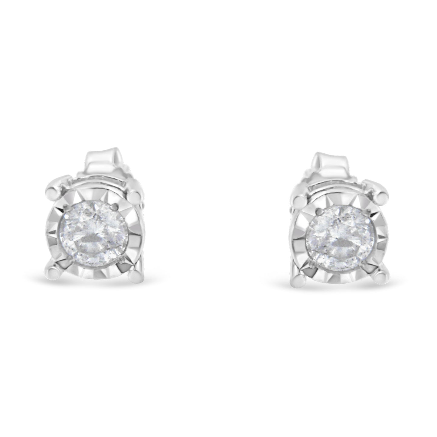 1/2 cttw Near Colorless Round Brilliant-Cut Diamond Miracle-Set Stud Earrings in Sterling SIlver