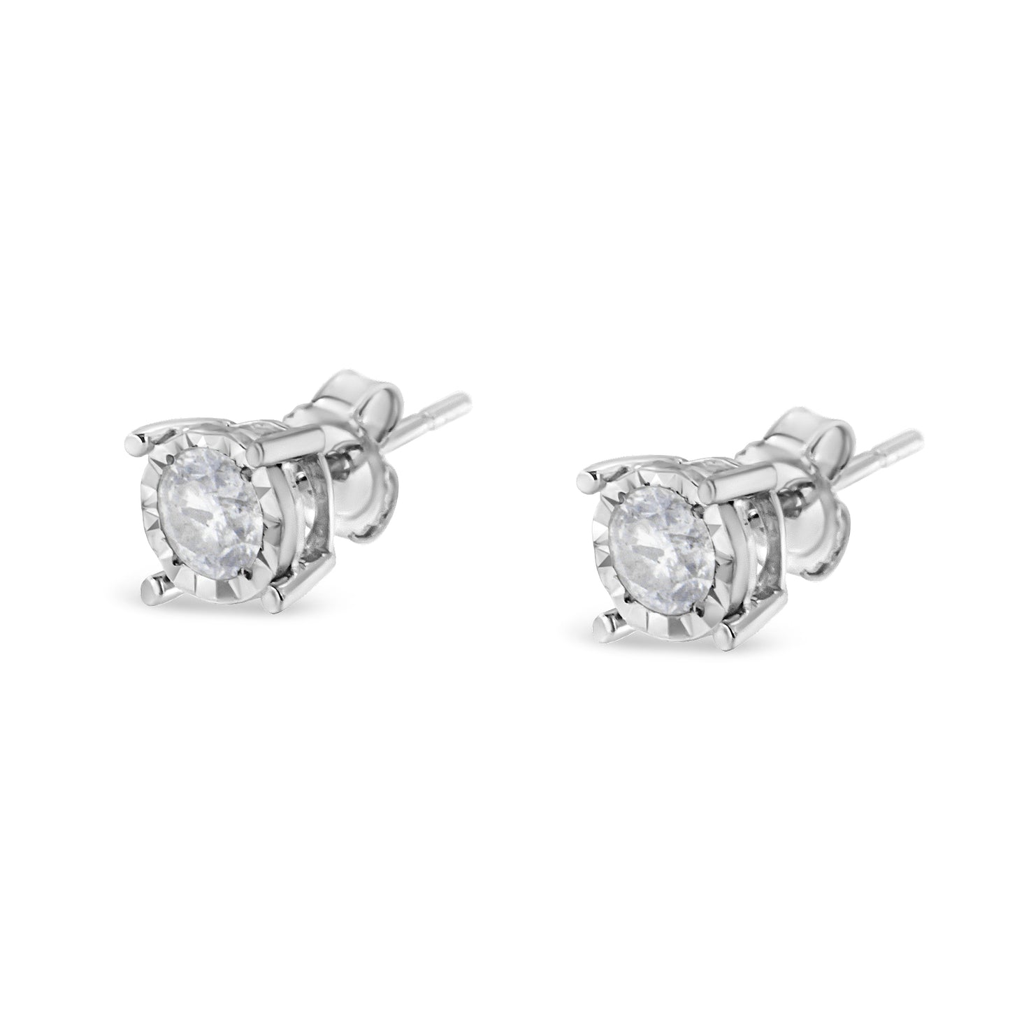 1/2 cttw Near Colorless Round Brilliant-Cut Diamond Miracle-Set Stud Earrings in Sterling SIlver